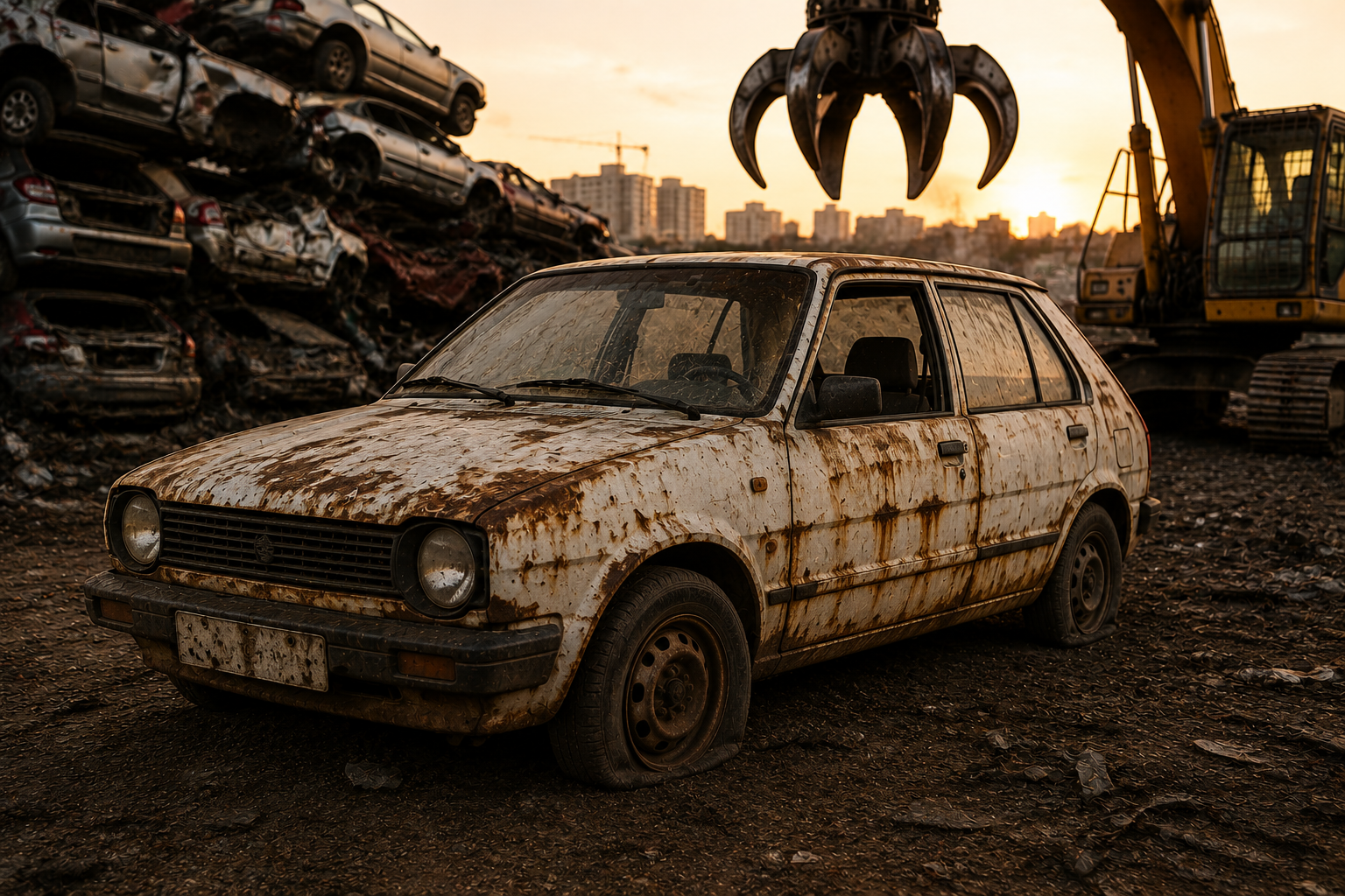 Rusted and neglected car