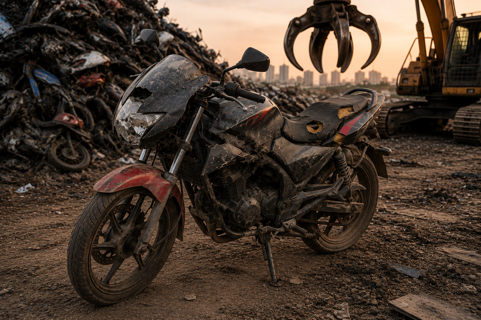 Accident-damaged bike