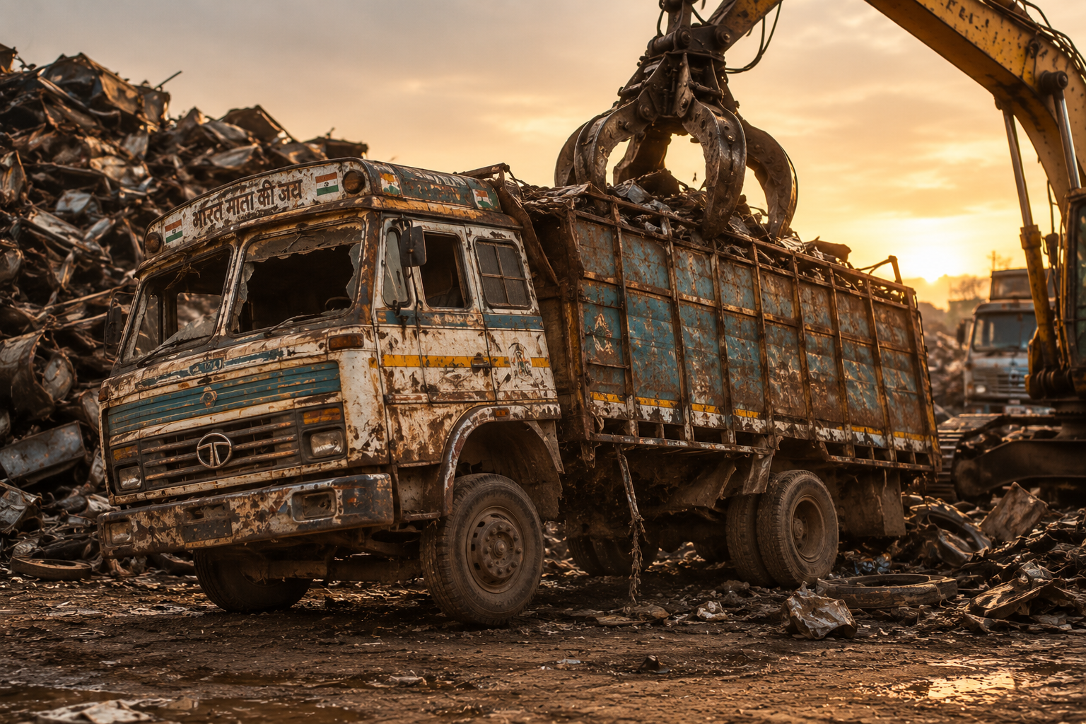 Indian commercial truck ready to be scrapped
