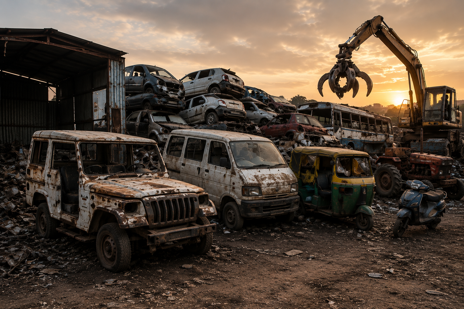 General Indian vehicles ready to be scrapped